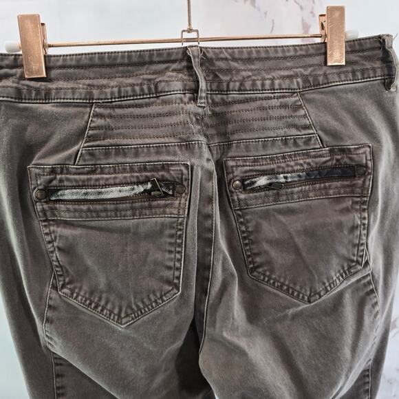 Peruvian Connection Pants Womens 6 X 30 Brown Skinny High Rise Moto Cotton - Picture 6 of 12